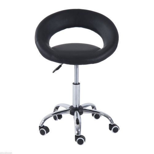 HoMCOM – Tabouret de bar pivotant moderne et pivotant salon hydraulique, style pub, massage Spa Tattoo, noir et chrome