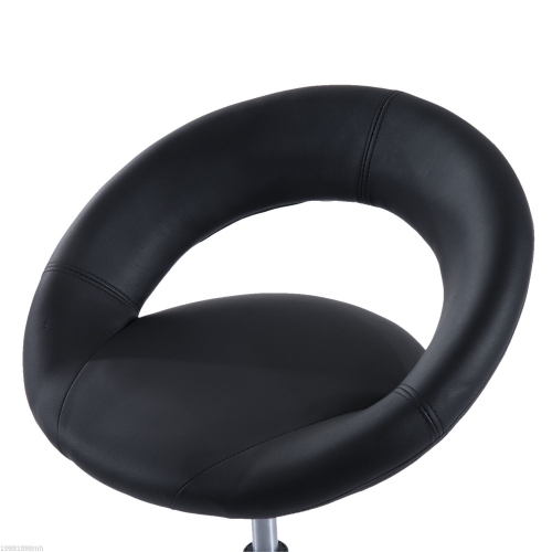 HOMCOM Modern Hydraulic Moon Salon Stool Rolling Swivel Chair Massage Spa Tattoo Pub Bar Stool, Black and Chrome