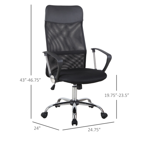 HOMCOM A2-0093 High Back Ergonomic Mesh Office Swivel Computer PC Desk Chair Seat, Black