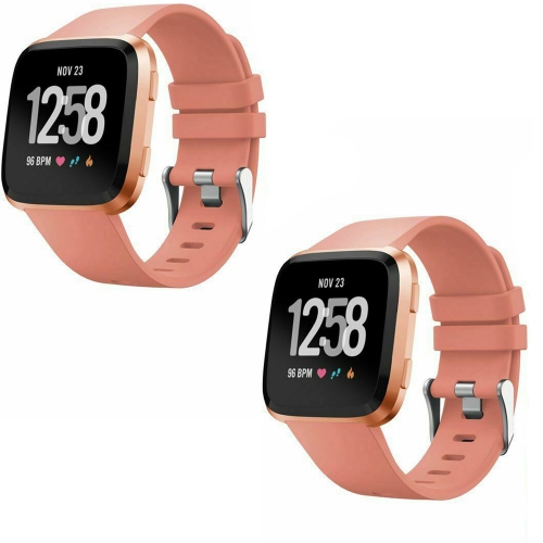 ISTAR  2 Pack Wristband Sport Watchband Replacement Bracelet Strap for Fitbit Versa Lite 2 Se (Peach | Large ) In Multicolor
