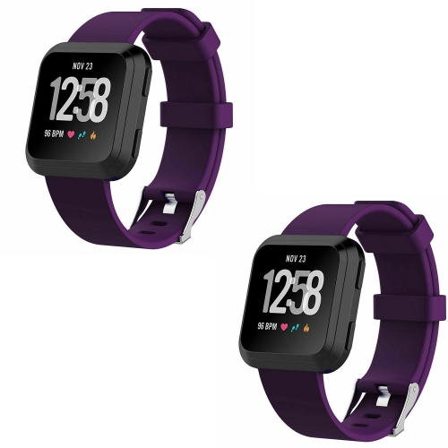 2 Pack Wristband Sport WatchBand Replacement Bracelet Strap For Fitbit Versa Lite 2 SE (PURPLE | Small)
