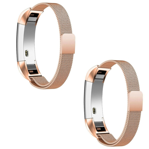 2 Pack Magnet Watch Wrist Band Strap Compatible For FitBit Alta HR Ace (Rose Gold/Large)