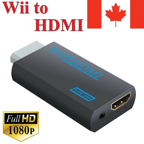 Wii to HDMI Converter Adapter 1080p 720p HD Upscale 3.5mm Audio Output Black