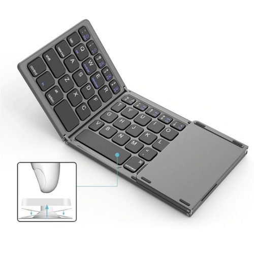 EVACH Bluetooth Folding Keyboard Foldable Bluetooth Keyboard Rechargable Full Size Foldable Keyboard Compatible con iOS iPhone Android Smartphone Tables Windows Laptop Black