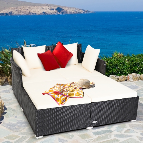 Costway Outdoor Patio Rattan Daybed, Divano Roma Outdoor Furniture