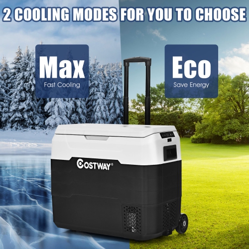 Costway 53 QT Portable Car Refrigerator -4°F to 50°F Dual-Zone Car Cooler