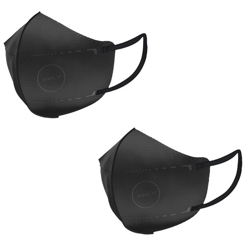 AirPop Pocket Reusable Polyester Face Mask - 2 Pack - Black