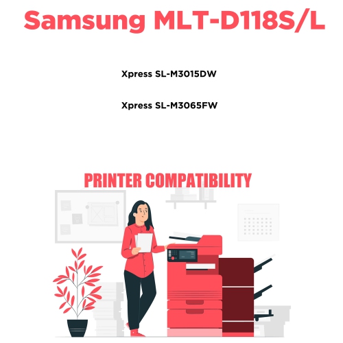 Printer Pro™ 2 Pack Samsung MLT-D118S Black Toner Cartridge-Samsung Printer M3065FW/M3015DW