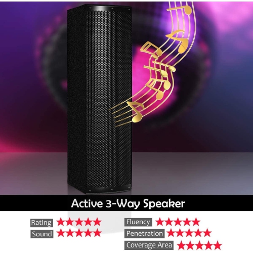 Gymax Set of 2 Loud Bluetooth Speaker 200W Active 3-Way 6.5'' PA System Speaker