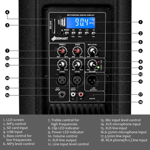 Gymax Set of 2 Loud Bluetooth Speaker 200W Active 3-Way 6.5'' PA System Speaker