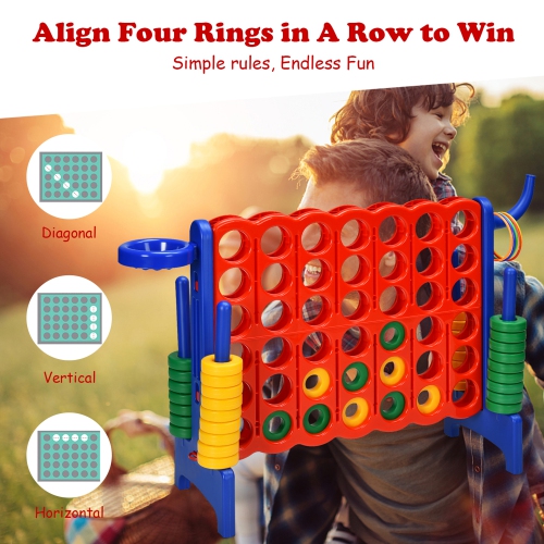 Gymax 2.5Ft 4-to-Score Giant Game Set Basketball Hoop Ring Game Outdoor Indoor