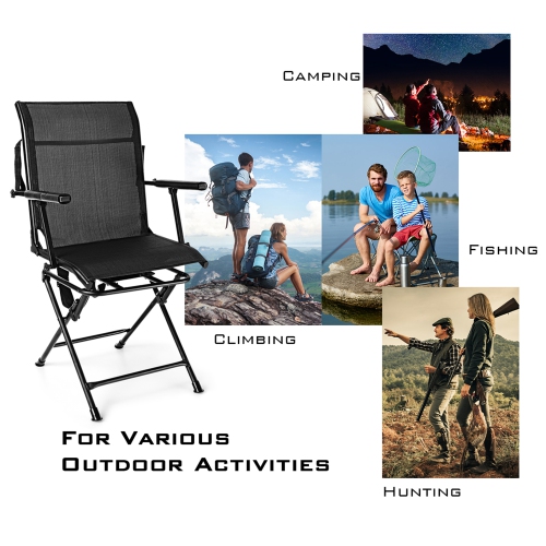 Gymax Folding Hunting Chair Portable Camping Hunting w/ 360° Swivel Steel Frame