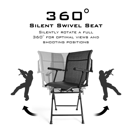 Gymax Folding Hunting Chair Portable Camping Hunting w/ 360° Swivel Steel Frame