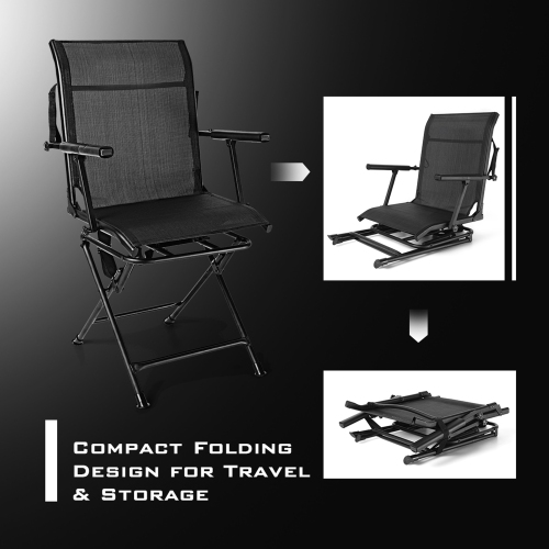 Gymax Folding Hunting Chair Portable Camping Hunting w/ 360° Swivel Steel Frame