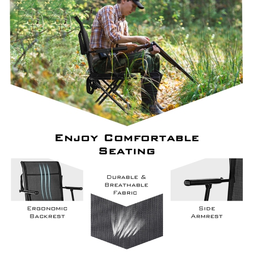 Gymax Folding Hunting Chair Portable Camping Hunting w/ 360° Swivel Steel Frame