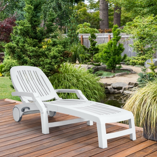 Image 1 of 10.. Gymax Patio Adjustable Chaise Lounge Chair Folding Sun Lounger Recliner w/ Wheels