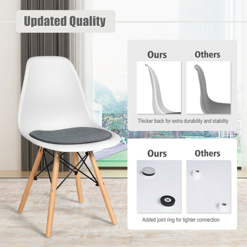 Gymax 4PCS Dining Chair Mid Century Modern DSW Chair Furniture W/ Linen Cushion White