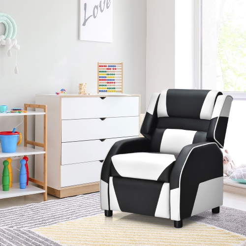 Canapé de jeu Canapé en PU Fauteuil en cuir pour enfants Jeunes avec repose-pieds Gymax