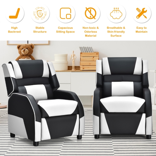 Canapé de jeu Canapé en PU Fauteuil en cuir pour enfants Jeunes avec repose-pieds Gymax