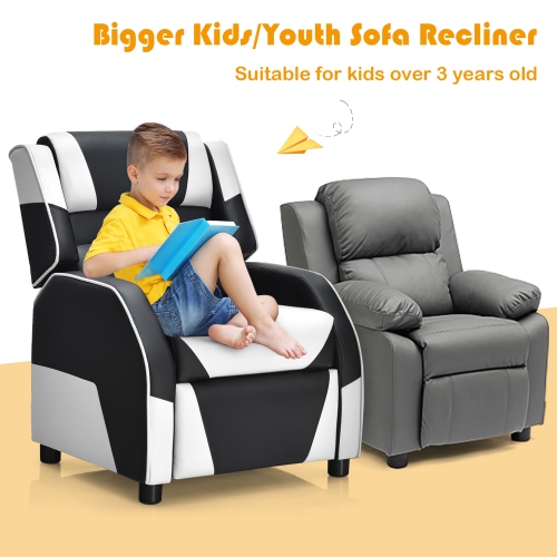 Canapé de jeu Canapé en PU Fauteuil en cuir pour enfants Jeunes avec repose-pieds Gymax