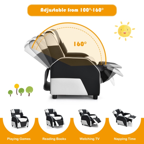 Canapé de jeu Canapé en PU Fauteuil en cuir pour enfants Jeunes avec repose-pieds Gymax