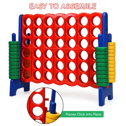 Gymax Jumbo 4-to-Score Game Set Giant 4 in A Row Kids Adults w/ 42 Jumbo Rings