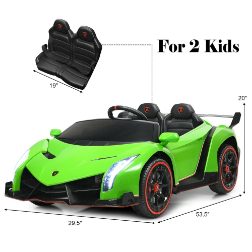Gymax 12V 2-Seater Licensed Lamborghini Kids Ride On Car w/ RC & Swing Function