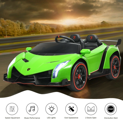 Gymax 12V 2-Seater Licensed Lamborghini Kids Ride On Car w/ RC & Swing Function