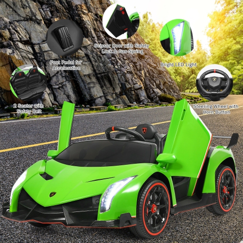 Gymax 12V 2-Seater Licensed Lamborghini Kids Ride On Car w/ RC & Swing Function
