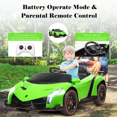 Gymax 12V 2-Seater Licensed Lamborghini Kids Ride On Car w/ RC & Swing Function