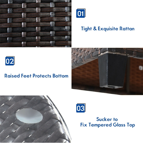 Gymax 4PCS Patio Furniture Set Outdoor Rattan Sectional Sofa Set w/ Navy Cushions