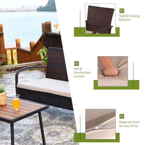 Gymax 4PCS Cushioned Rattan Patio Conversation Set Outdoor Furniture Set