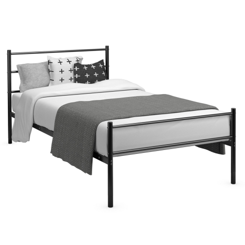 Gymax Twin Size Metal Bed Frame, Black Metal Twin Size Bed Frame