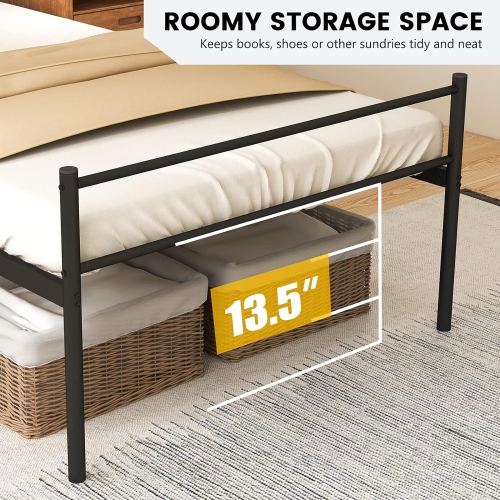 Gymax Twin Size Metal Bed Frame Platform Mattress Foundation W/ Headboard Black
