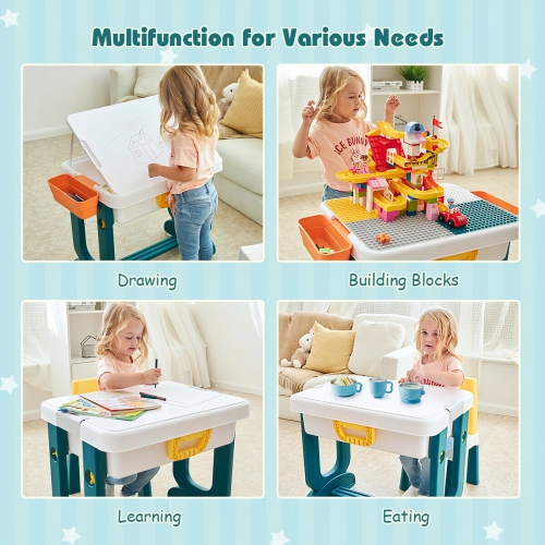 Gymax 5 in 1 Kids Activity Table Set w/ Chair Toddler Luggage Building Block Table