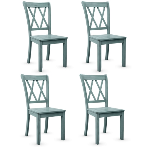 Gymax Set of 4 Wooden Dining Side Chair Armless Chair Home Kitchen Mint Green