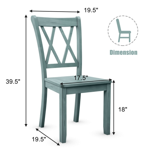 Gymax Set of 4 Wooden Dining Side Chair Armless Chair Home Kitchen Mint Green