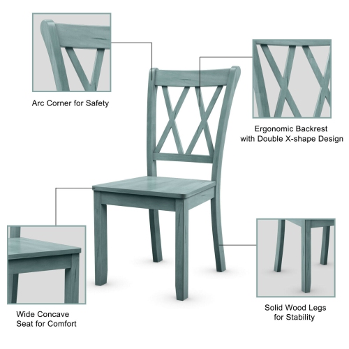 Gymax Set of 4 Wooden Dining Side Chair Armless Chair Home Kitchen Mint Green