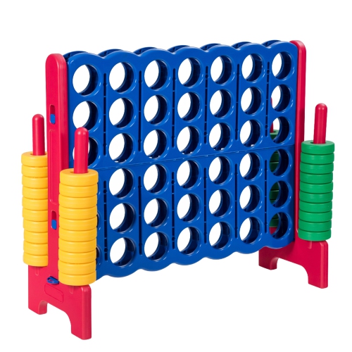 Gymax Jumbo 4-to-Score Game Set Giant 4 in A Row Kids Adults w/ 42 Jumbo Rings