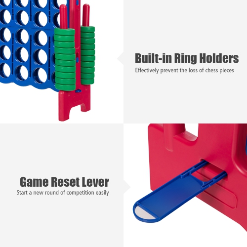 Gymax Jumbo 4-to-Score Game Set Giant 4 in A Row Kids Adults w/ 42 Jumbo Rings