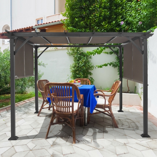 Gymax 2PCS 16x4 Ft Universal Replacement Canopy for Pergola Structure Sun Awning Brown
