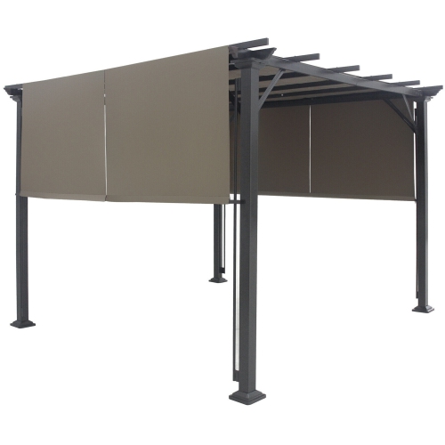 Gymax 2PCS 16x4 Ft Universal Replacement Canopy for Pergola Structure Sun Awning Brown