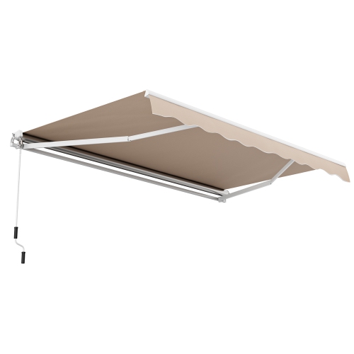 Gymax Retractable Patio Awning Aluminum Deck Sunshade Shelter Outdoor Beige