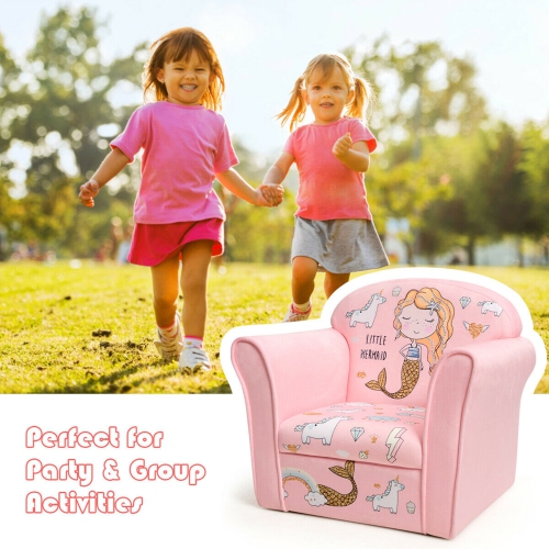 Gymax Kids Mermaid Sofa Children Armrest Couch Upholstered Chair Toddler Furniture