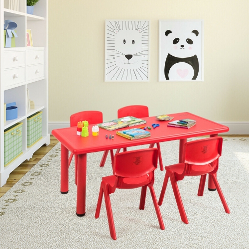 Gymax 4-pack Kids Plastic Stackable Classroom Chairs Indoor/Outdoor Kindergarten Red