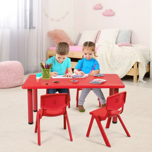 Gymax 4-pack Kids Plastic Stackable Classroom Chairs Indoor/Outdoor Kindergarten Red