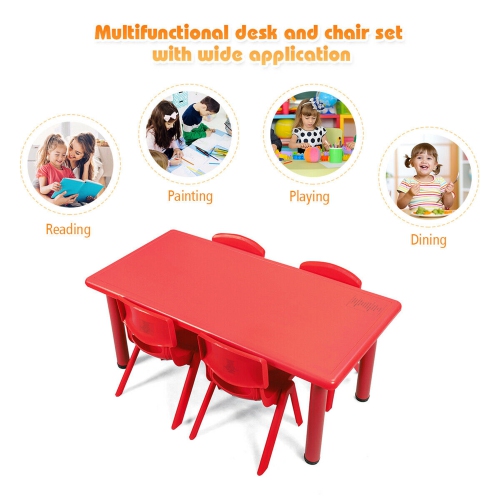 Gymax 4-pack Kids Plastic Stackable Classroom Chairs Indoor/Outdoor Kindergarten Red