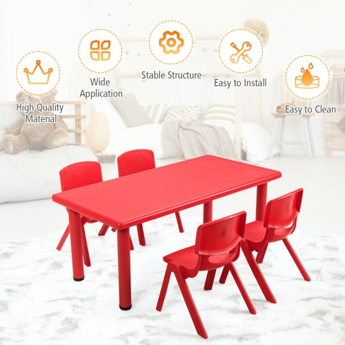 Gymax 4-pack Kids Plastic Stackable Classroom Chairs Indoor/Outdoor Kindergarten Red