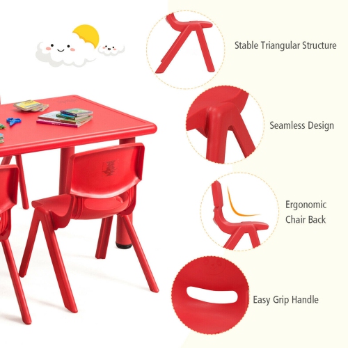 Gymax 4-pack Kids Plastic Stackable Classroom Chairs Indoor/Outdoor Kindergarten Red
