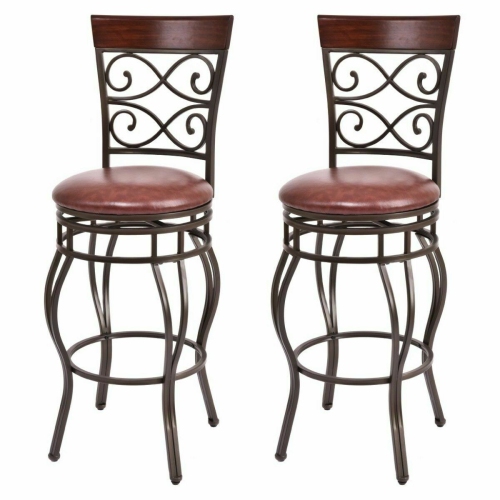 Image 1 of 10.. Gymax 2PCS Retro Swivel Bar Stools w/ Padded Seat Home Kitchen Pub Bistro